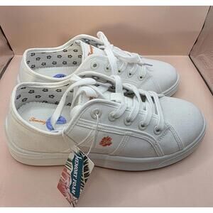 TOMMY BAHAMA Sz 8.5 Lorena White Sneakers Orange Logo Lace Up Women's | NWT